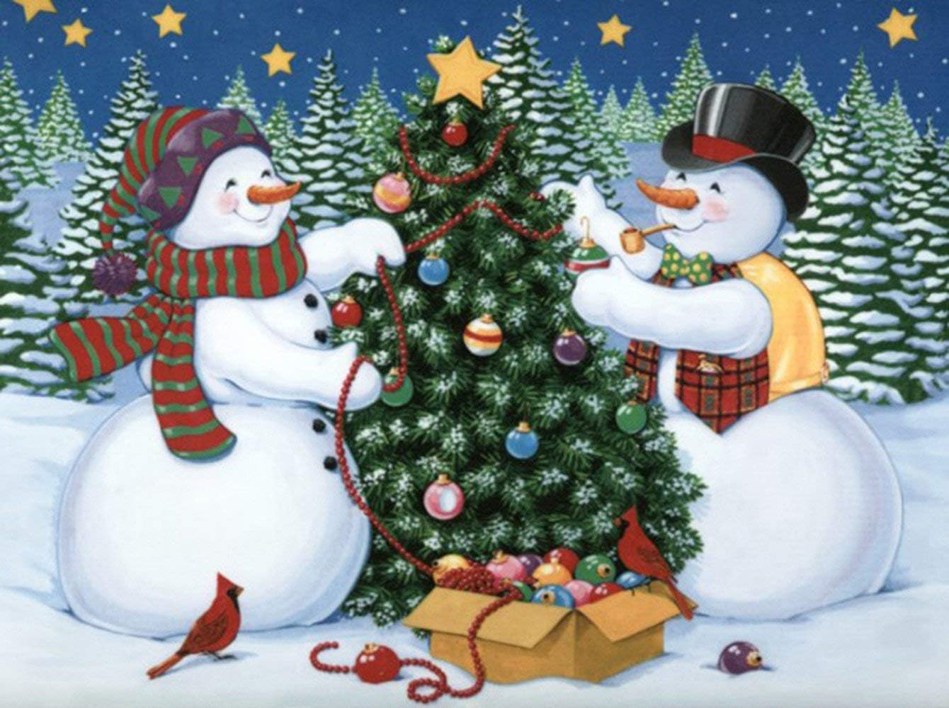 5D Diamond Painting by Number Kit, Full Drill Christmas Snowman Rhinestone Embroidery Cross Stitch Supply Arts Craft Canvas Wall Decor 12X16Inch