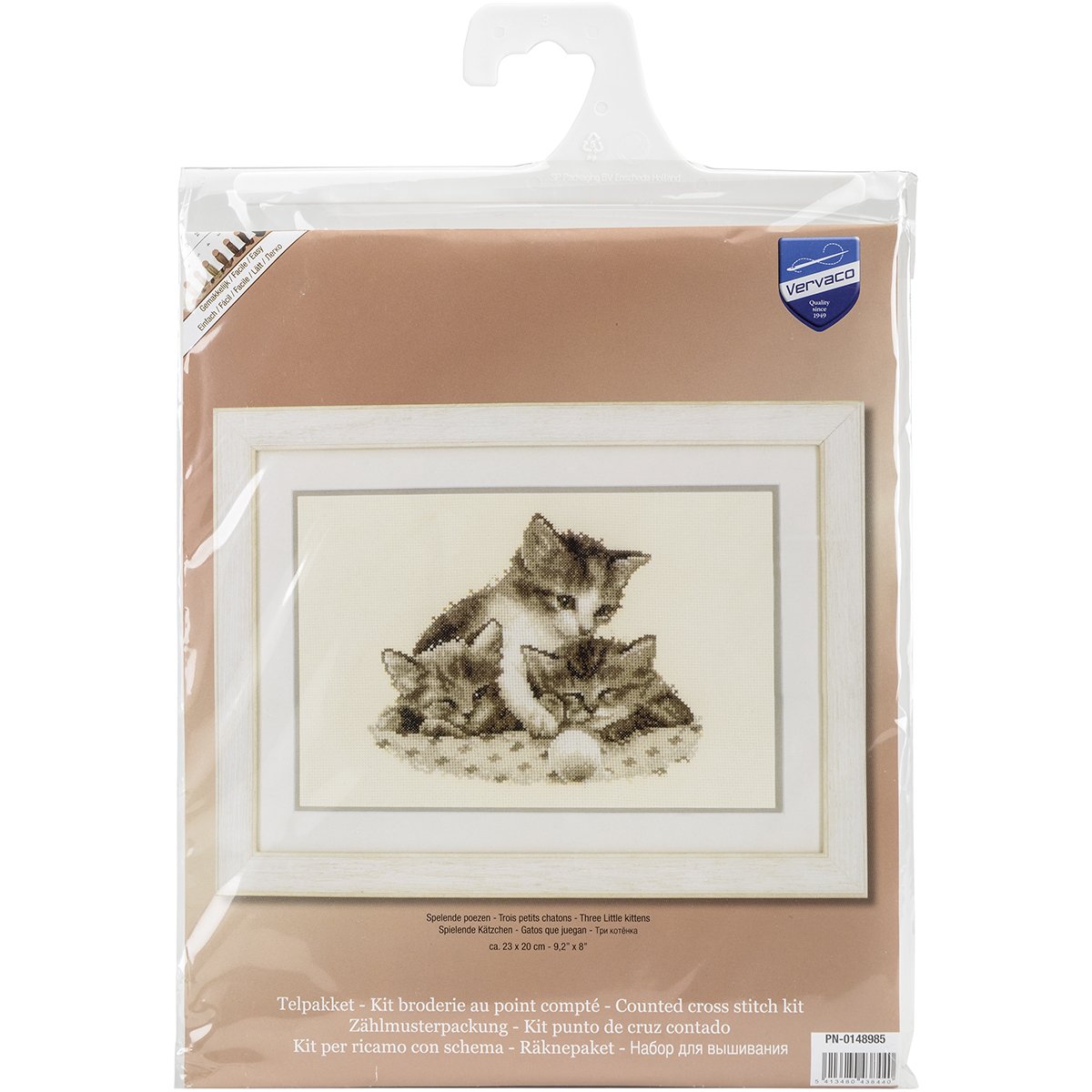 Vervaco Three Little Kittens Counted Cross Stitch Kit, Multi-Colour