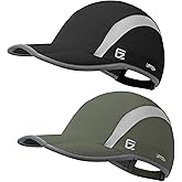 GADIEMKENSD 2 Pack Reflective Foldable Sports Hat UPF 50+ Sun Protection Outdoor Run Hats for Men and Women