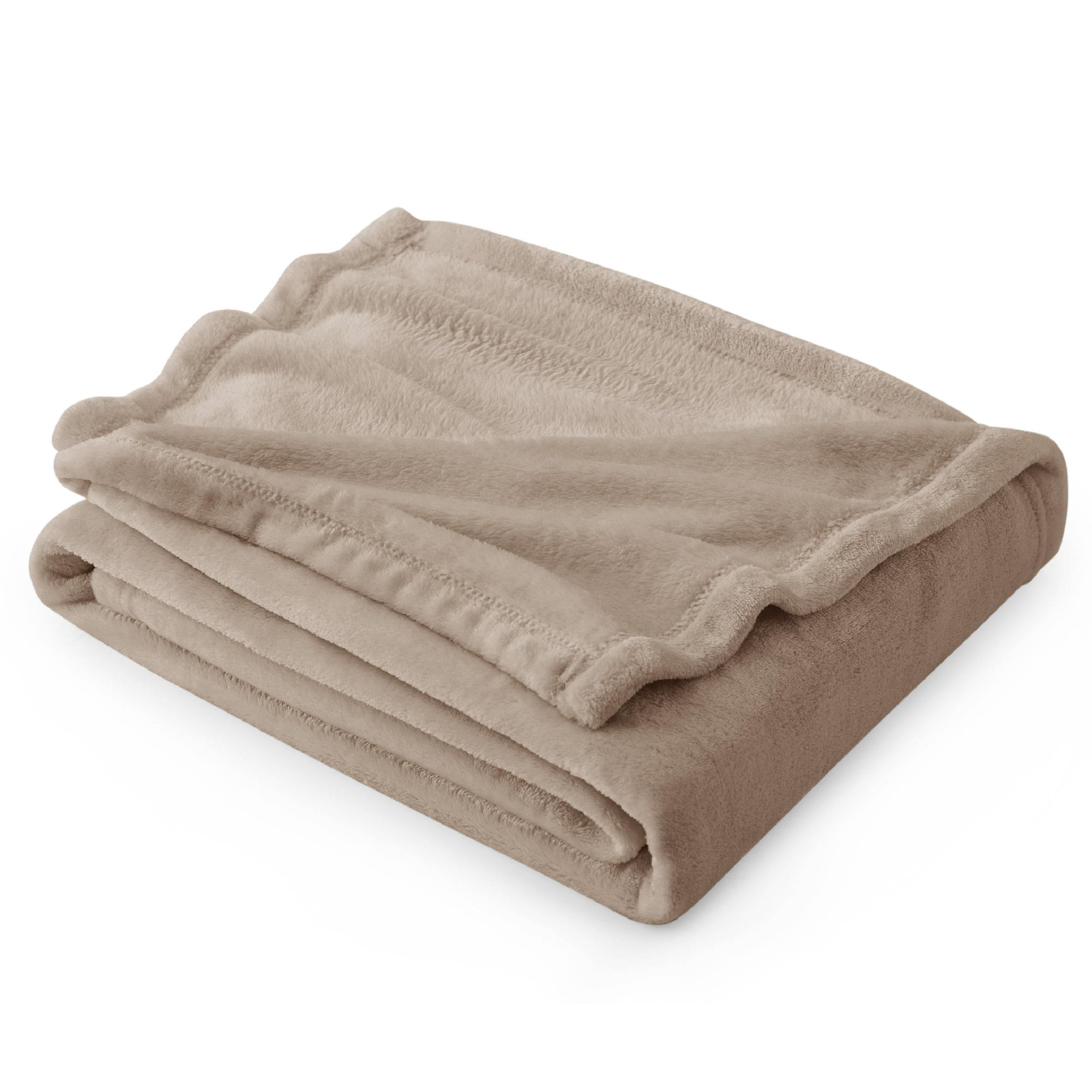 Bedsure Fleece Throw Blanket for Sofa - Soft Cosy Fluffy Blankets for Bed, Warm Single Throws for Audlts, Oxford Tan, 130x150 cm