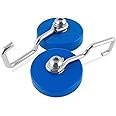 Master Magnetics Ceramic Reversible Magnetic Hooks - 2.25" Diameter, 1" Total Height, 25 Pound Pull, Blue and Silver, Pack of 2, MHHH25HOOKX2