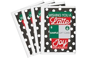 Tiny Expressions – Holiday Coffee Gift Card Holders (4 Pack) | Christmas Set of 4 with Envelopes | Thanks a Latte Themed 5"x7" Appreciation Gifts for Teachers, Staff, Nurses, Customers & Admins
