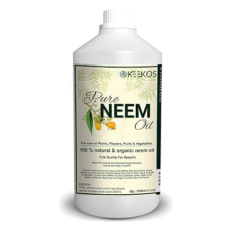 Keekos Organic Cold Pressed Water Soluble Pure Neem Oil for Spray on Indoor and Outdoor Plants with Free 25ml Measuring Cup (1000ml)