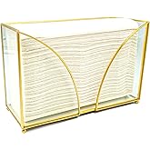 Shonmogar Multifold Paper Towel Dispenser Gold Glass Paper Towel Holder Countertop,Bathroom Paper Towel Dispenser with Feets,Stylish Paper Towel Holder for Bathroom Toilet Kitchen Sink Office
