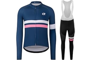 Coconut Ropamo CR Men's Cycling Clothing Set Long Sleeve Cycling Jersey Zipper Pocket Bike Outfit Cycling Bib Pants 3D Padded