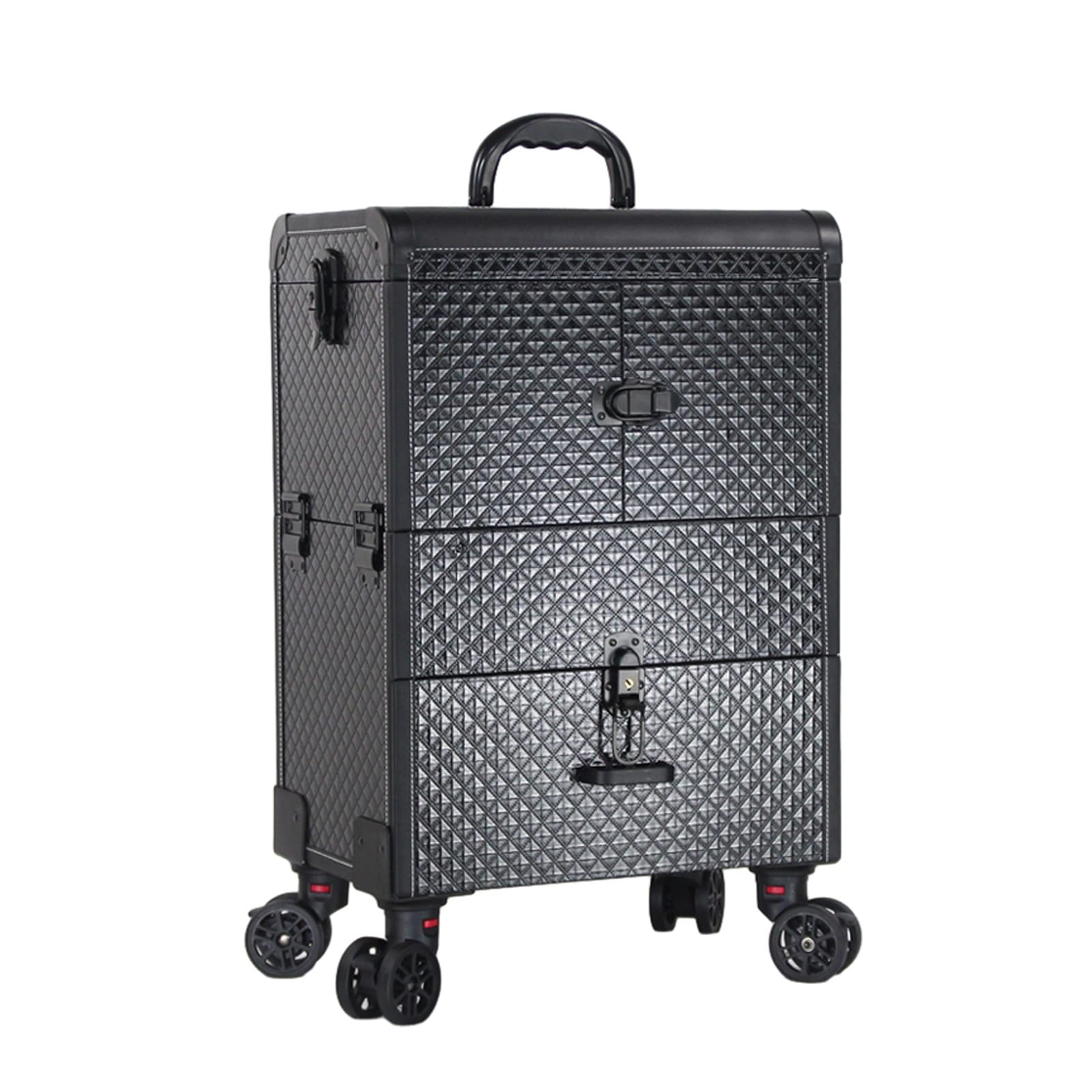 yTopjoi Rolling Makeup Case Professional Makeup Train Case Makeup