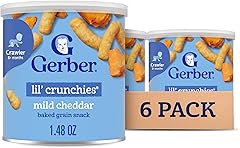 Gerber Stage 3 Baby Food Snacks, Mild Cheddar Lil' Crunchies, Snacks for Babies, Baby Led Feeding, 6-Pack