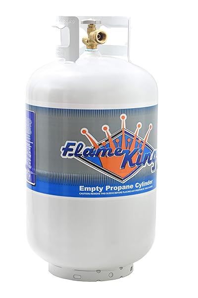 FLAME KING YSN-301 30 POUND STEEL PROPANE TANK CYLINDER WITH TYPE 1 OVERFLOW PROTECTION DEVICE VALVE DOT AND TC COMPLIANT, WHITE