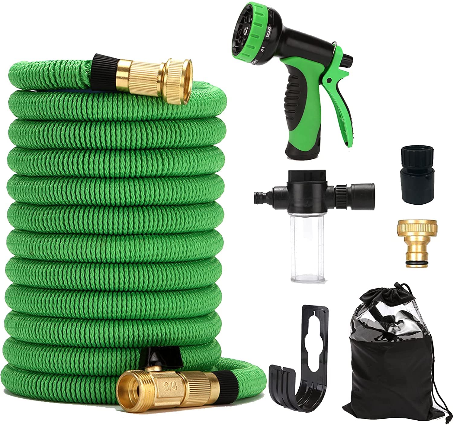 Expandable Hose 15m/30m/45m Garden Hoses with 3Layers of Natural Garden Latex Core with 9 Irrigation Modes Anti-Leak and Anti-Corrosive Hose for Lawn Spraying, Car Cleaning (30M)