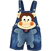 KIDSCOOL SPACE Baby Cute Summer Jean Overalls,Toddler Denim Cartoon 3D Animal Shortalls