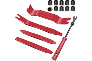 Auto Trim Removal Tool Kit, Wetado 15 Pcs Plastic Pry Tools & Car Fastener Rivet Clips Remover No-Scratch Automotive Panel Door Trim Removal Set for Vehicle Dash Audio Door Panel Window Molding Red