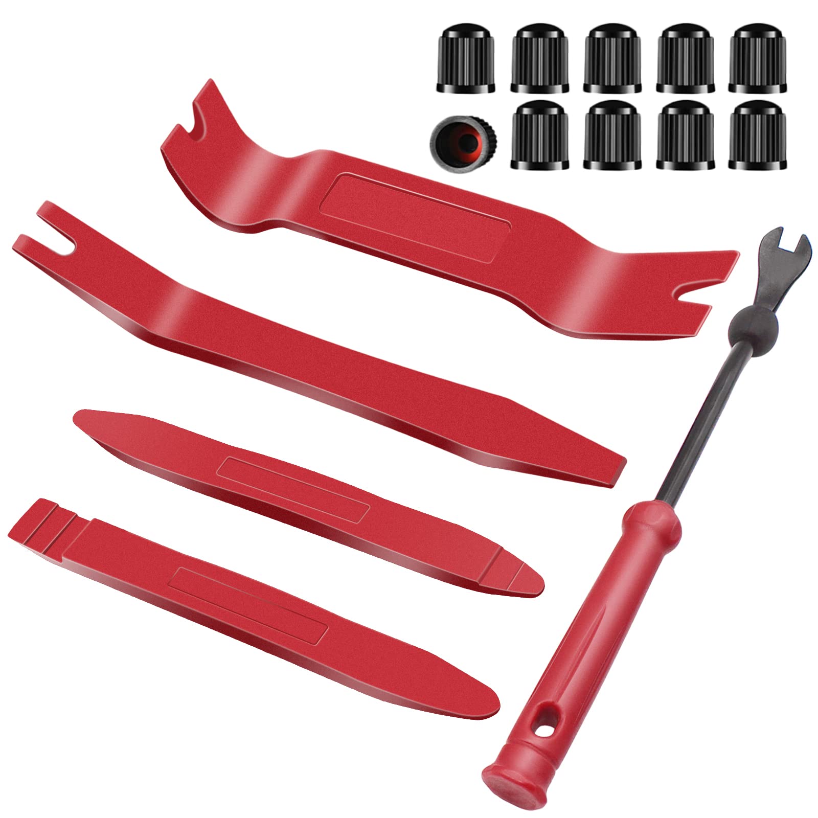 Wetado Auto Trim Removal Tool Kit, 15 Pcs Plastic Pry Tools & Car Fastener Rivet Clips Remover No-Scratch Automotive Panel Door Trim Removal Set for Vehicle Dash Audio Door Panel Window Molding Red