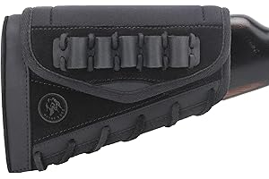 WAYNE'S DOG Leather Buttstock Cheek Riser Pad with Rifle Shell Holder, Fit Righty or Lefty Hand Shooter