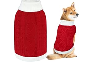 GOYOSWA Dog Christmas Sweater Knitted Turtleneck Dog Sweater Warm Christmas Outfit Clothes for Small Medium Large Dogs Pets (Red, X-Large)