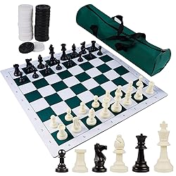 Juegoal 20" Portable Chess & Checkers Set, 2 in 1