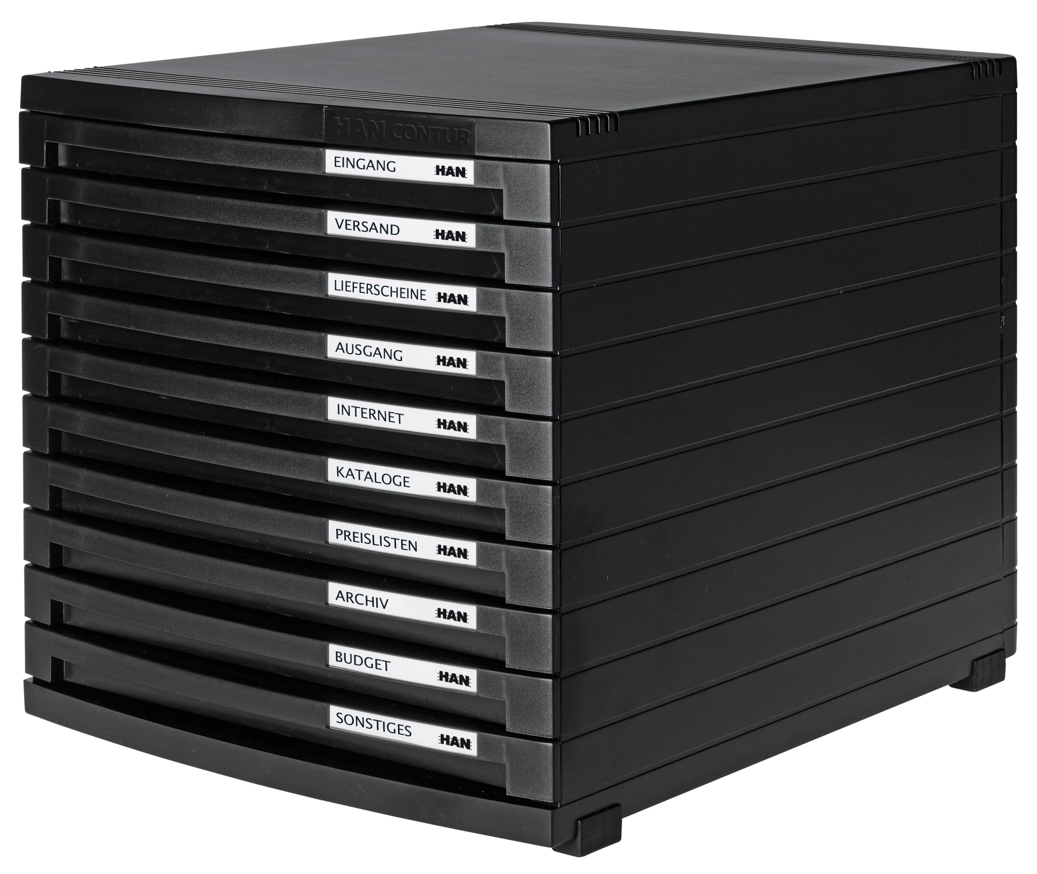 HAN 1510-13 A4/B4/C4 Drawer Box with 10 Closed Drawer - Black