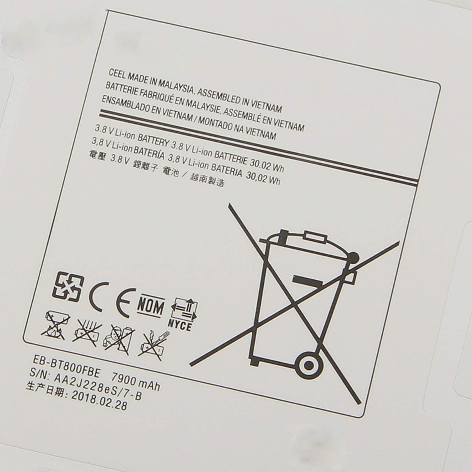 EB-BT800FBU EB-BT800FBC Tablet Battery Replacement for Samsung Galaxy Tab S 10.5 SM-T800 SM-T801 SM-T805 SM-T805C SM-T805W T805Y T805M SM-T807 SM-T807A SM-T807P SM-T807V T807T(3.8V 7900mAh) - Image 4