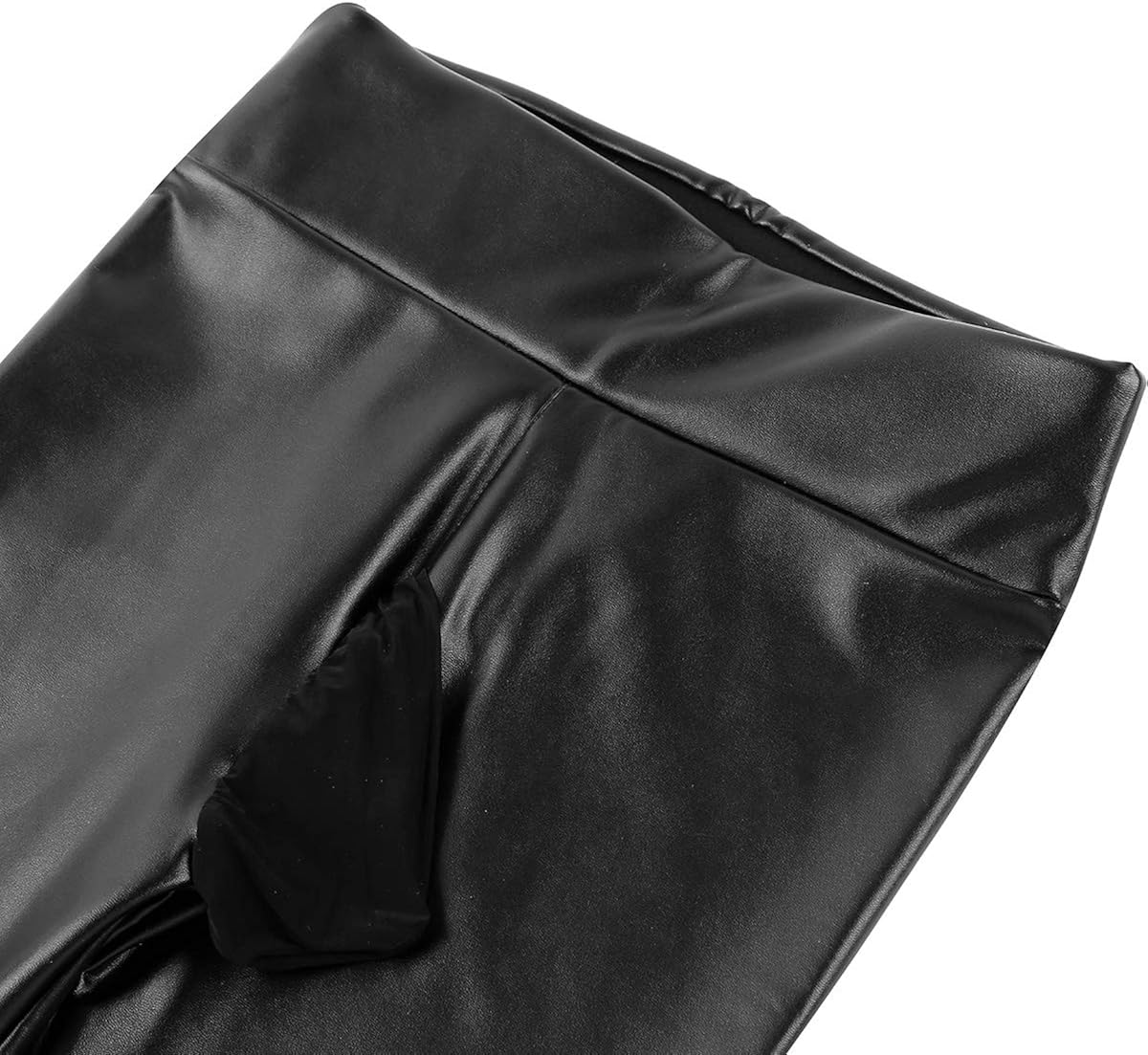 Agoky Mens PU Leather Bulge Pouch Leggings Muscle Tights Long Pants Trouser: Clothing