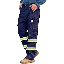 Mens Hi Vis Work Trousers Elasticated Waist Mens Work Utility - View #5