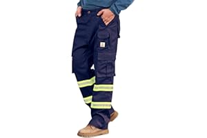 BOCOMAL FR Pants High Visibility Cargo Pockets Flame Resistant Hi-Vis Workwear Water & Oil Repellent Finish
