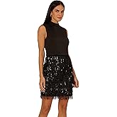 Adrianna Papell Womens Fringe Sequin Mini Dress