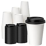YEEHAW 100 Pack 12oz Coffee Cups with Lids, White