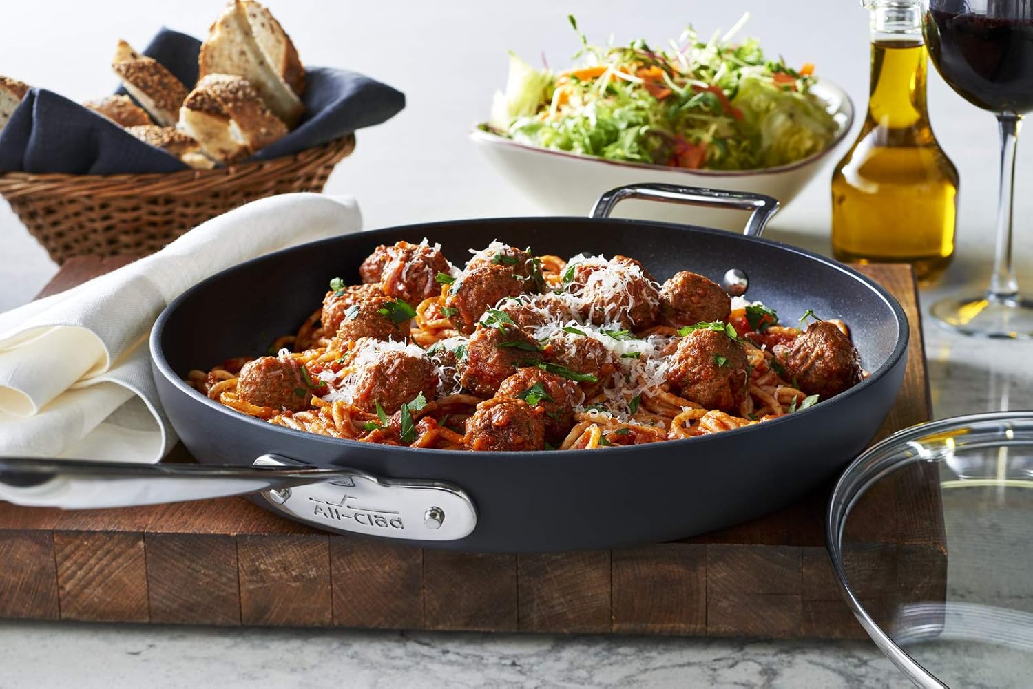 All-Clad HA1 Hard Anodized Nonstick Frying Pan with Lid, 12 Inch Pan Cookware, Medium Grey -: Kitchen & Dining