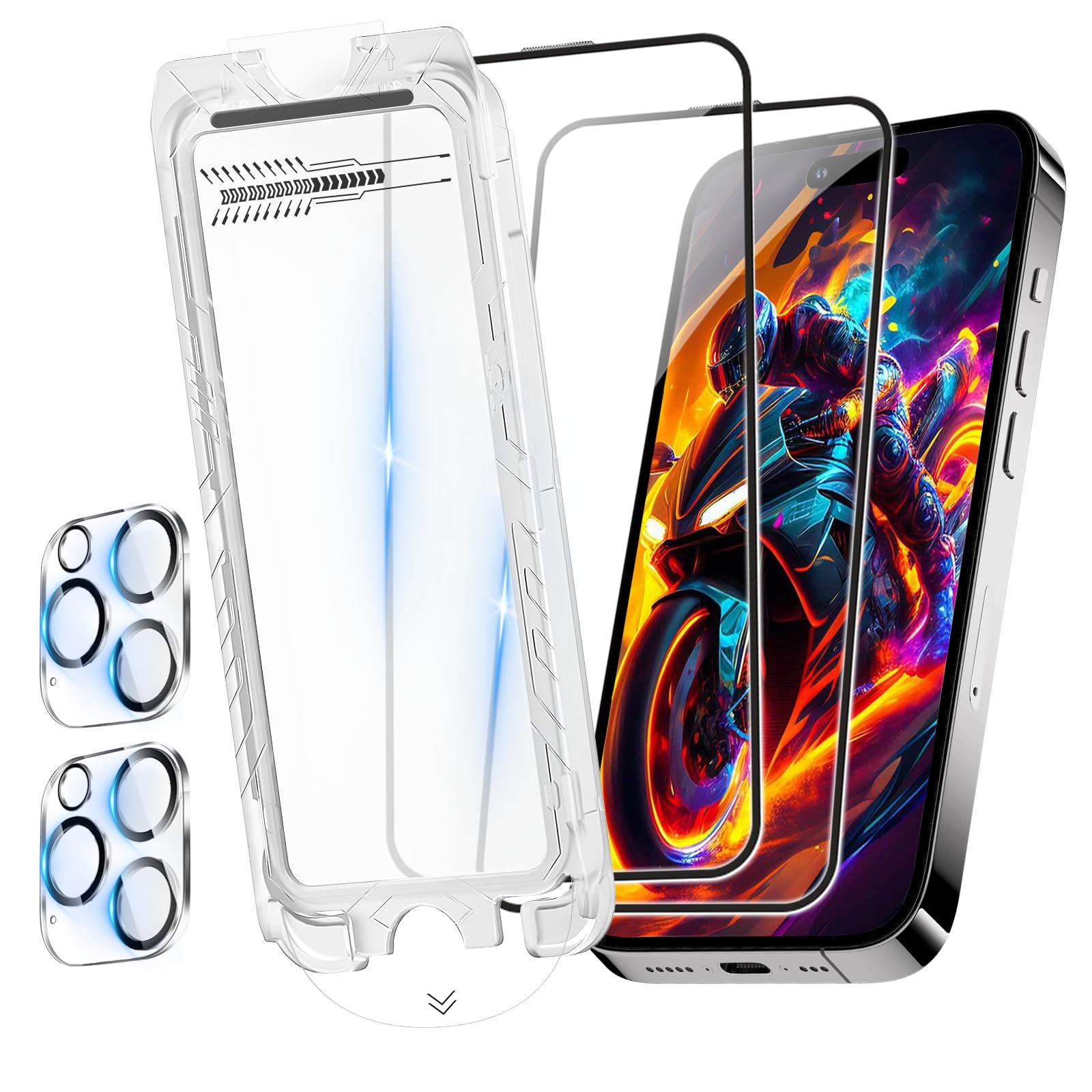 Teyomi 2 Pack Tempered Glass Compatible with iPhone 16 + Camera Screen Protector, [Full Screen 9H Protective Glass] Screen Protector Compatible with iPhone 16 (iPhone 16 Pro Max-2 Pack)