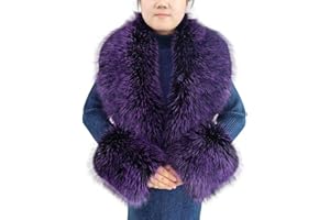 Eosxrp Faux Fur Collar Cuffs Set Warm Fake Fur Scarf Winter Women Fluffy Large Shawl Furry Scarves