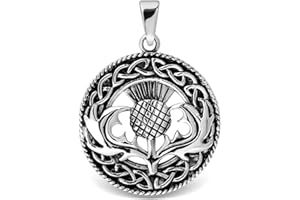 W | S WITHLOVE SILVER WithLoveSilver 925 Sterling Silver Celtic Round Triquetra Scottish Thistle Pendant