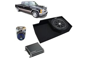 Harmony Audio Compatible with 1988-1998 Chevy CK Silverado Ext Truck Kicker Bundle Comp C12 Single 12 Sub Box Enclosure & CXA400.1