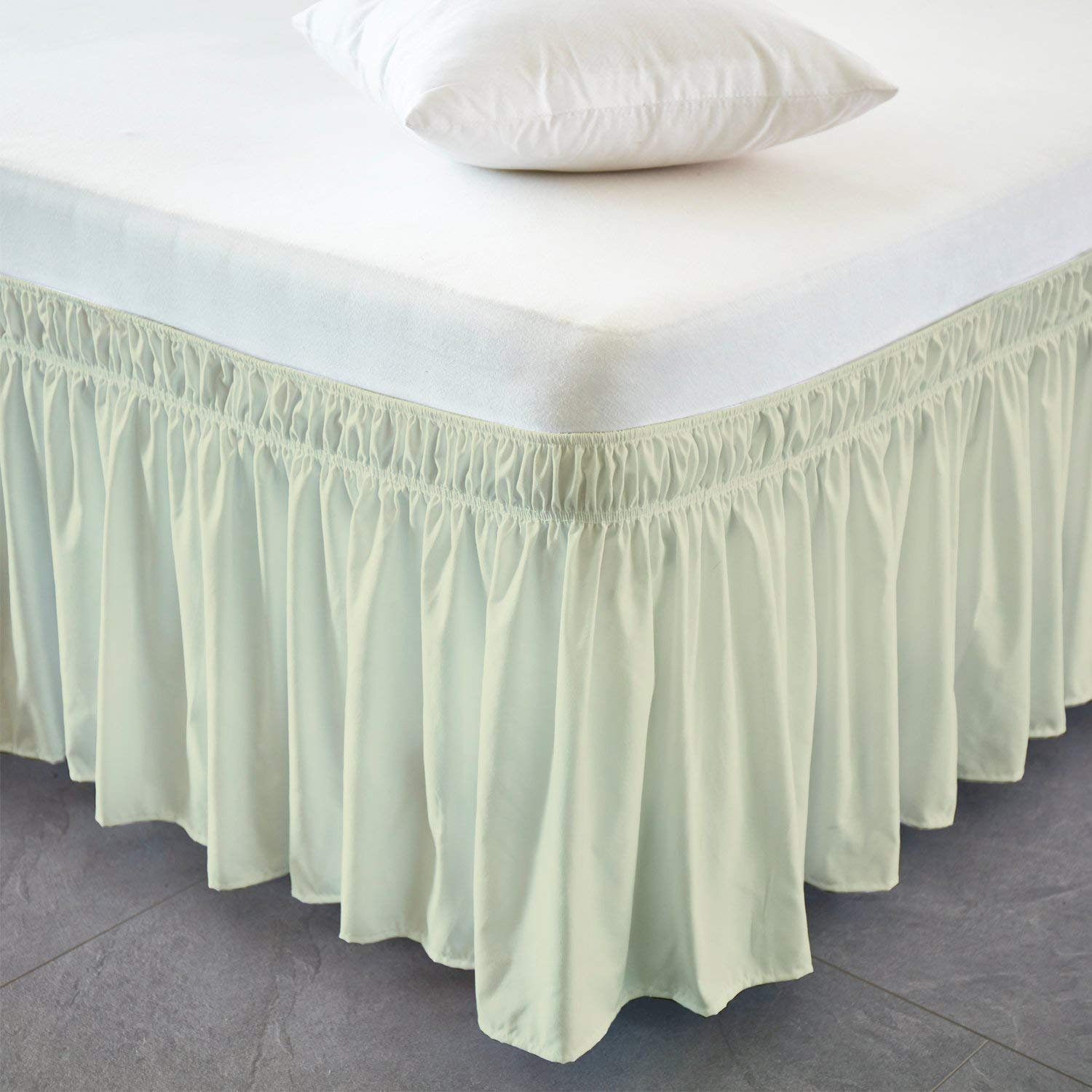 Kotton Culture bed skirt 100% cotton smartly design easy on easy off wrap around bed valance adjustable washable & durable with upto 13"-16"/33cm - 40cm ruffle drop (double/full, ivory)