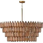 Capital Lighting 354461LW Ravi Artisan Handcrafted Mango Wood Pendant Ceiling Light, 6-Light 360 Total Watts, 17" H x 37" W, 