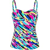 Ocean Blues Women's Strapless Bandeau Swimsuit Top Ruched Tummy Control Tankini Top Only