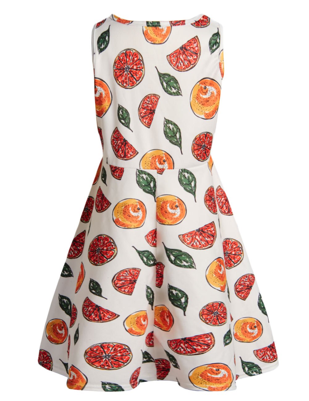 BFUSTYLE Girl Print Dress, Little Girls Round Neck Sleeveless Slim Fit Casual Dresses (S,Orange)