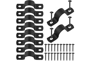 Swpeet 10Pcs 20mm Two Hole U Bracket Clamp with 20Pcs Self-Tapping Screws Kit, U-Clamps, Metal Pipe Clamps, Pipe Strap Clamps