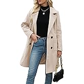 Bankeng Women Winter Wool Blend Camel Mid-Long Coat Notch Double-Breasted Lapel Jacket Outwear