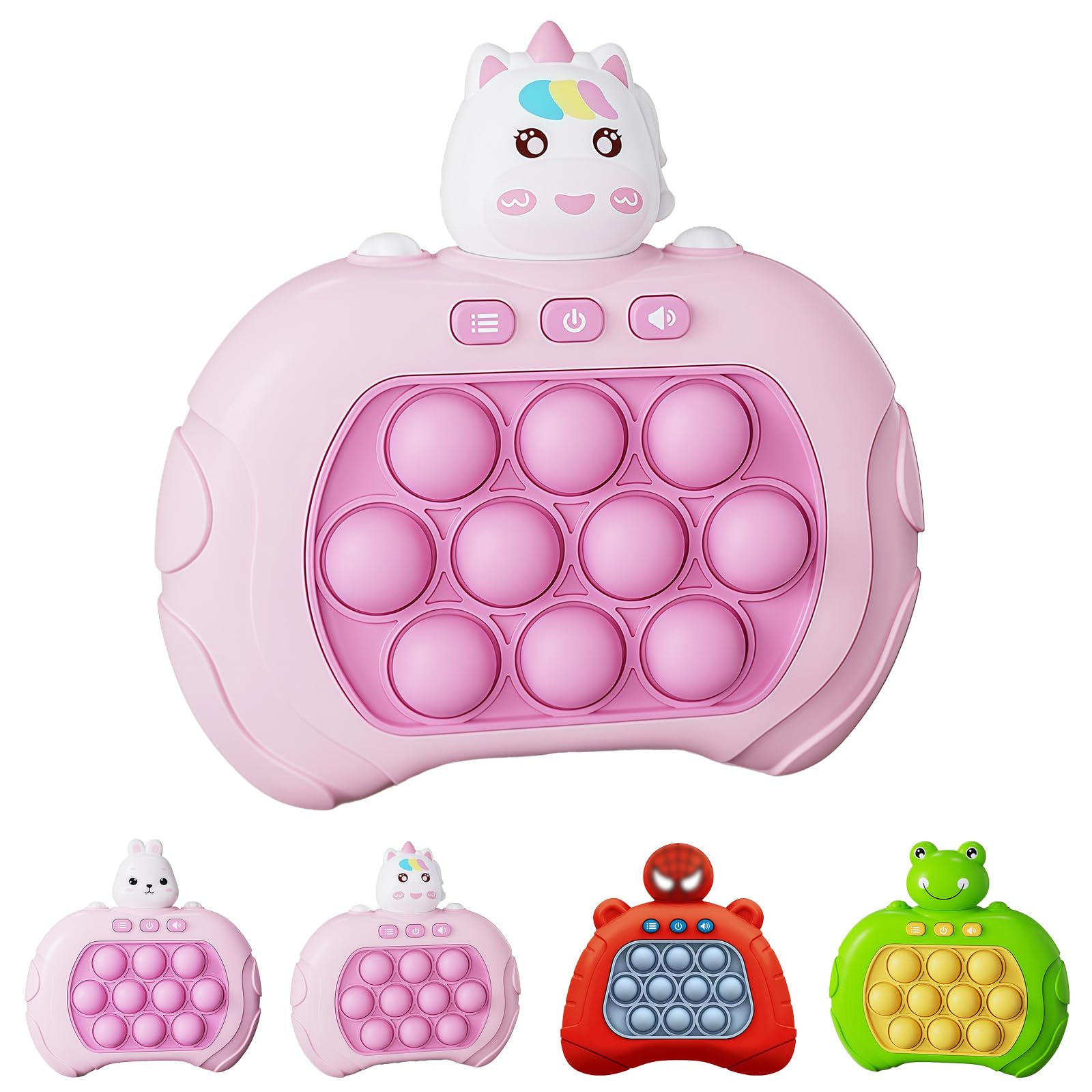 Light Up Pop it Game Quick Push Bubbles Game,Unicorn Handheld Fast Speed Pushing Game,Poppet Game Sensory Fidget Toys for Autism,Puzzle Pop Game Controller Santa Push Button Toy for Girls Xmas Gifts