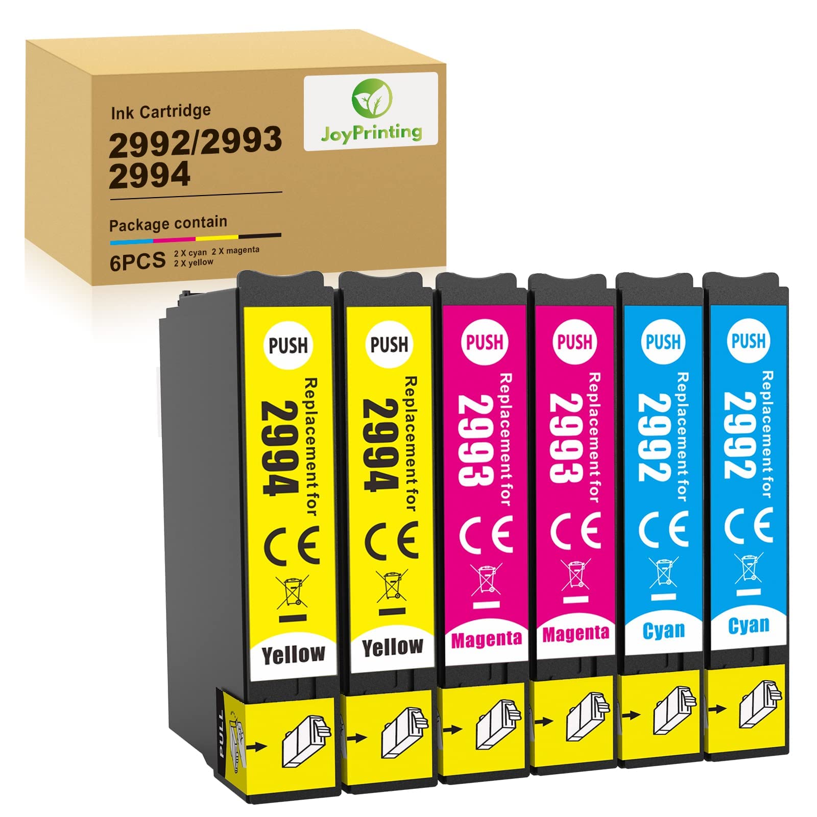 JoyPrinting Compatible Ink Cartridge Replacement for Epson 29 29XL for Expression Home XP-342 XP-352 XP-235 XP-355 XP-245 XP-442 XP-335 XP-255 XP-257 XP-332 XP-345 (Black Cyan Magenta Yellow,6-Pack)