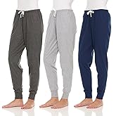 3 Pack: Womens Cotton Joggers - 100% Cotton Lounge Athletic Casual Sleep Casual Pajama PJ Pants Sweatpants