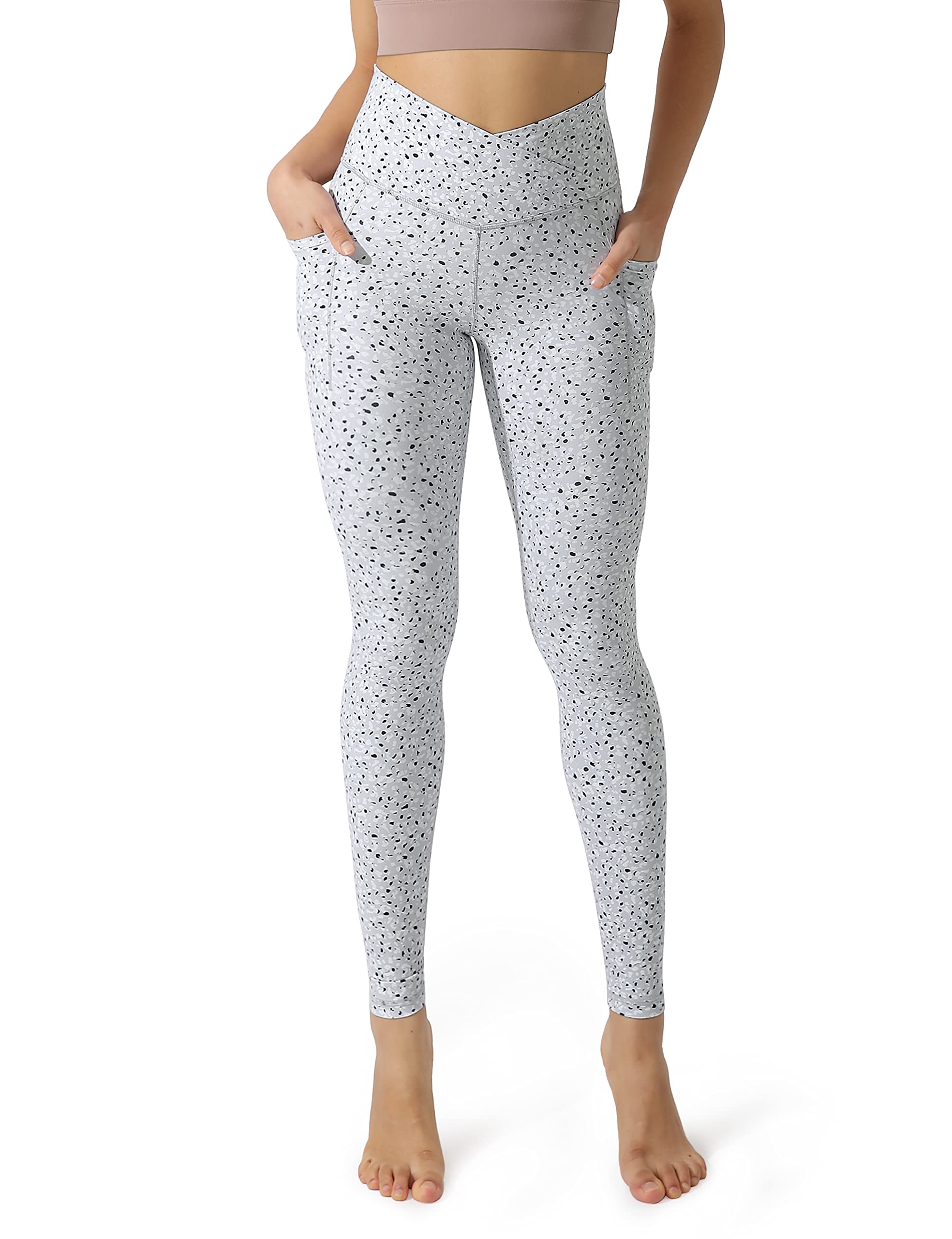 ODODOS Cross Waist Yoga Leggings for Women with