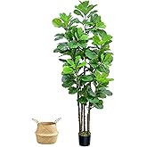 MODCAR 7ft Artificial Fiddle Leaf Fig Tree in Pot Faux Fiddle Leaf Fig Tree Large Artificial Tree for Indoor Outdoor House Living Room Office Modern Decoration