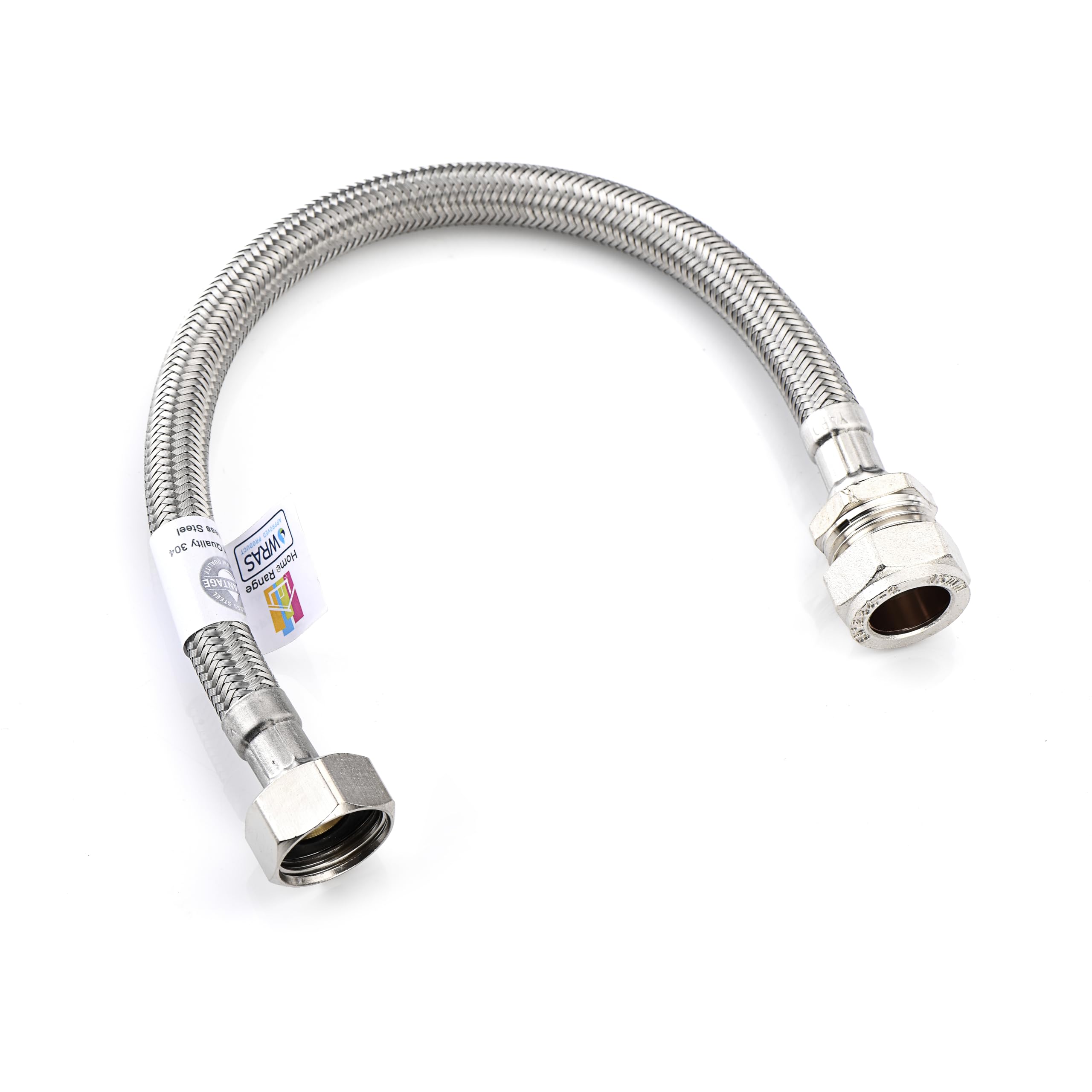 Home Range 300mm WRAS Approved15mm Compression x 1/2" |7 Lengths| Flexi Pipe Connector, BSP Fitting, 304 Stainless Steel, Rust & Lead-Free Flexible Hose for Kitchen & Bathroom
