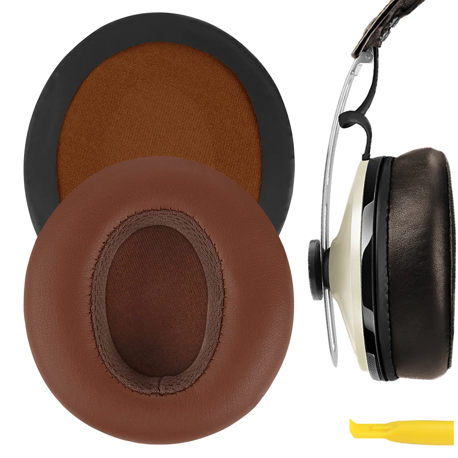 Geekria Replacement Ear Pads for Sennheiser Momentum Over-Ear Headphones Ear Cushions, Repair Parts (Brown)