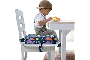 FUNCORITY Toddler Booster Seat for Dining Table, Portable Booster Seat for Kitchen Chair, 4 Inch High-Density Foam Cushion with Adjustable Safety Straps and Non-Slip Bottom, Perfect for Kids Travel and Daily
