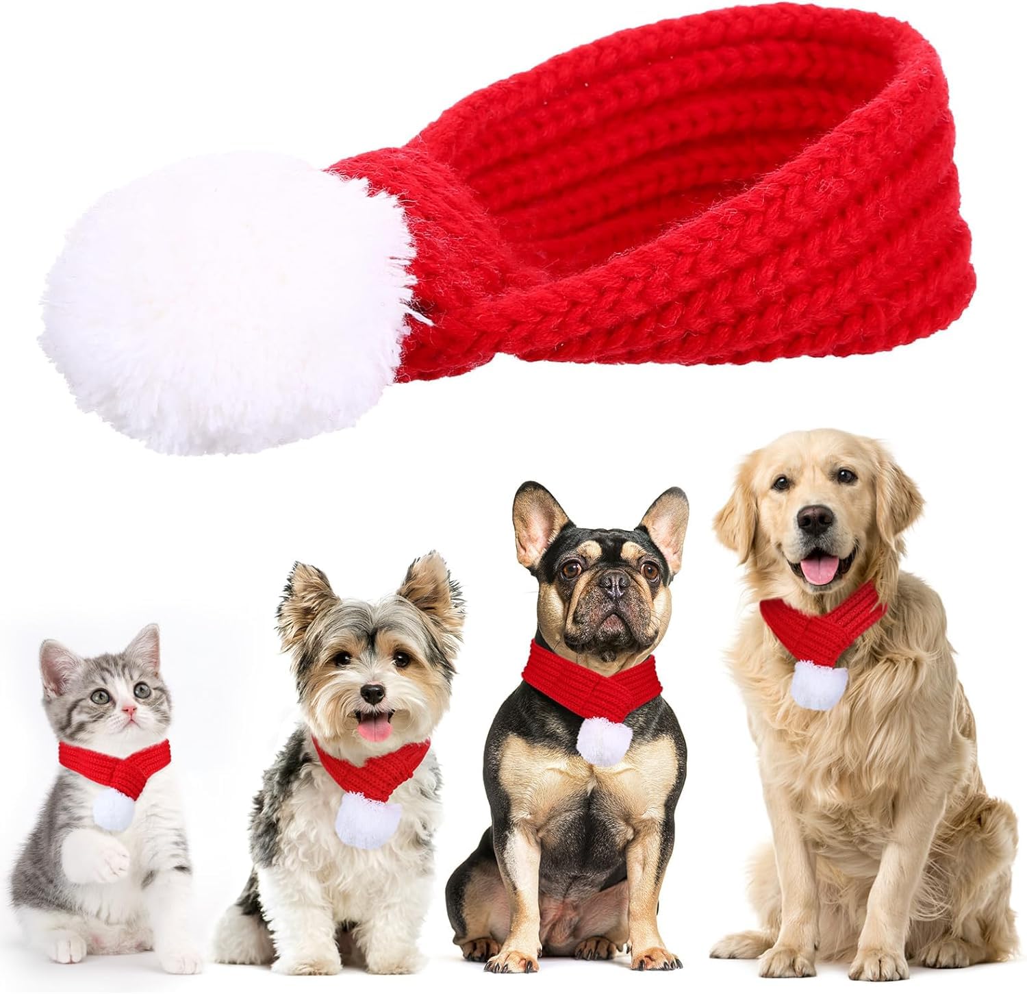 Naler Christmas Pet Santa Red Scarf - Accessories for Cats, Dogs & Other Pets - Christmas Party Favor Supplies