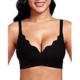 Vinfact Plunge V Jelly Bras for Women No Underwire Wireless Full Coverage Bralette Seamless T Shirt Everyday Sleep Bra