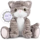 SuzziPals Heatable & Coolable Grey Cat Stuffed Animal, Cat Heating Pad Microwavable for Soothing & Relaxation, Lavender Scented Cat Plush Toy for Stress Relief, Stuffed Cat Toys for Kids
