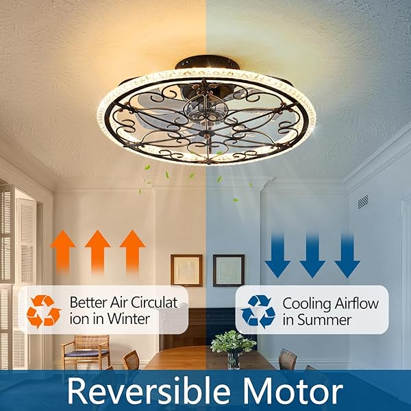 HUIXUTE CAGED CEILING FAN WITH LIGHTS REMOTE CONTROL, 6 SPEEDS 3 COLOR FARMHOUSE INDUSTRIAL CEILING FAN WITH LIGHT FOR KITCHEN BEDROOM LIVING ROOM