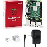 Raspberry Pi 3 B+ Bare Kit with Heatsinks and Power Supply